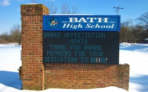 HS sign with School Board Appreciation message