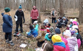 Students outside a Harris Nature Center