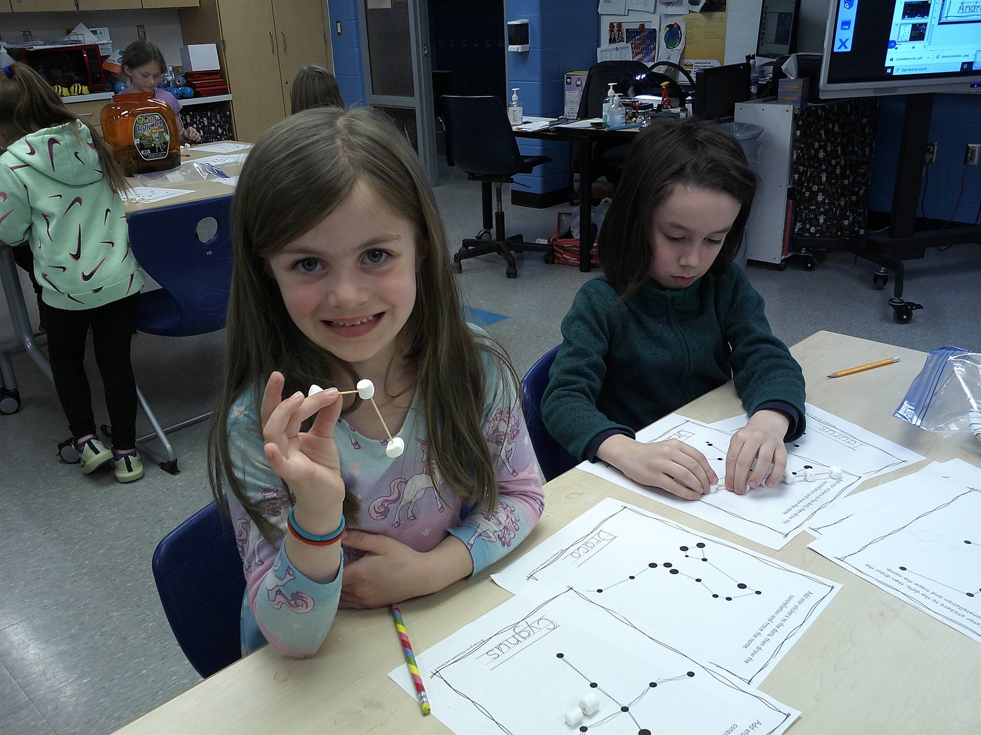 Students making constellations