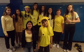 Students dressed up for color day.
