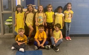 Kindergarten Students on Color day wearing yellow