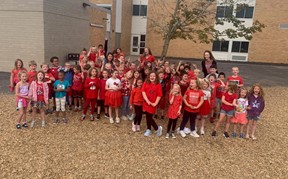 First grade on playground during spirit week