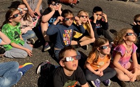 Kids viewing eclipse