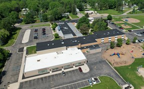 Aerial view of elementary school property